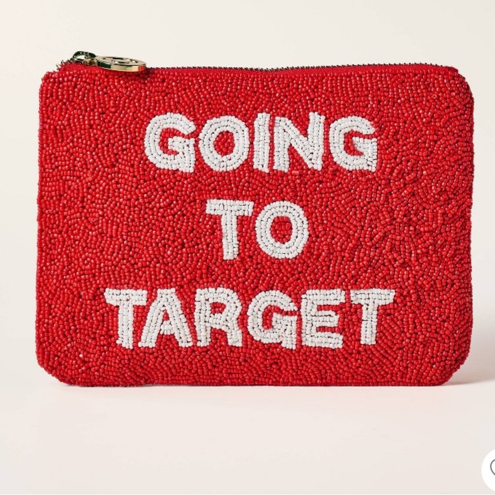 Kate Spade Red and White Cosmetic Bag with Bold Text